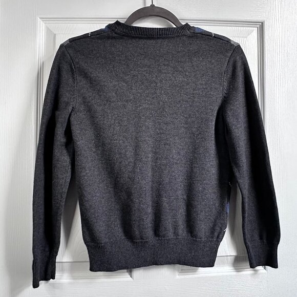 Gap Kids Boy's Large Sz 10 Gray & Blue Argyle V-neck Sweater Preppy Academia - Picture 2 of 7